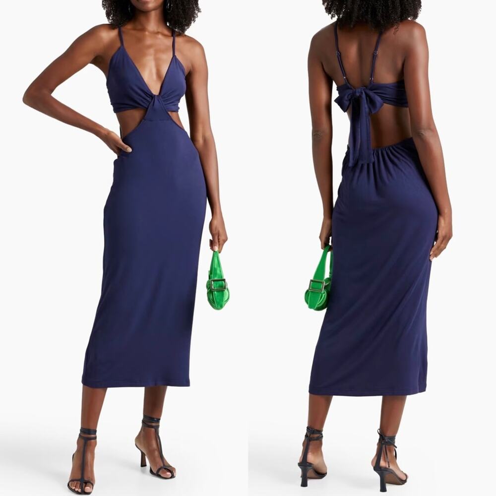 Walter Baker Navy Blue Sandrine Cut Out Midi Dress